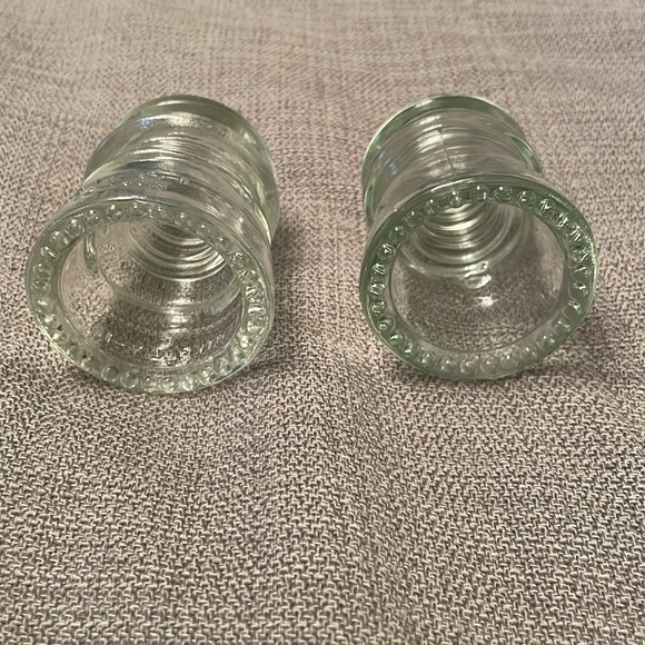 Vintage Set of 2 Hemingray Clear Glass Insulator Conductors - Picture 3 of 10